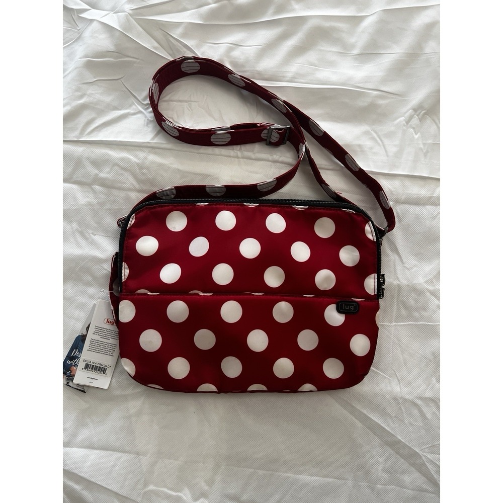 Lug Delta Crossbody Bag‎ Red White Polka Dot NWT Travel Organizer